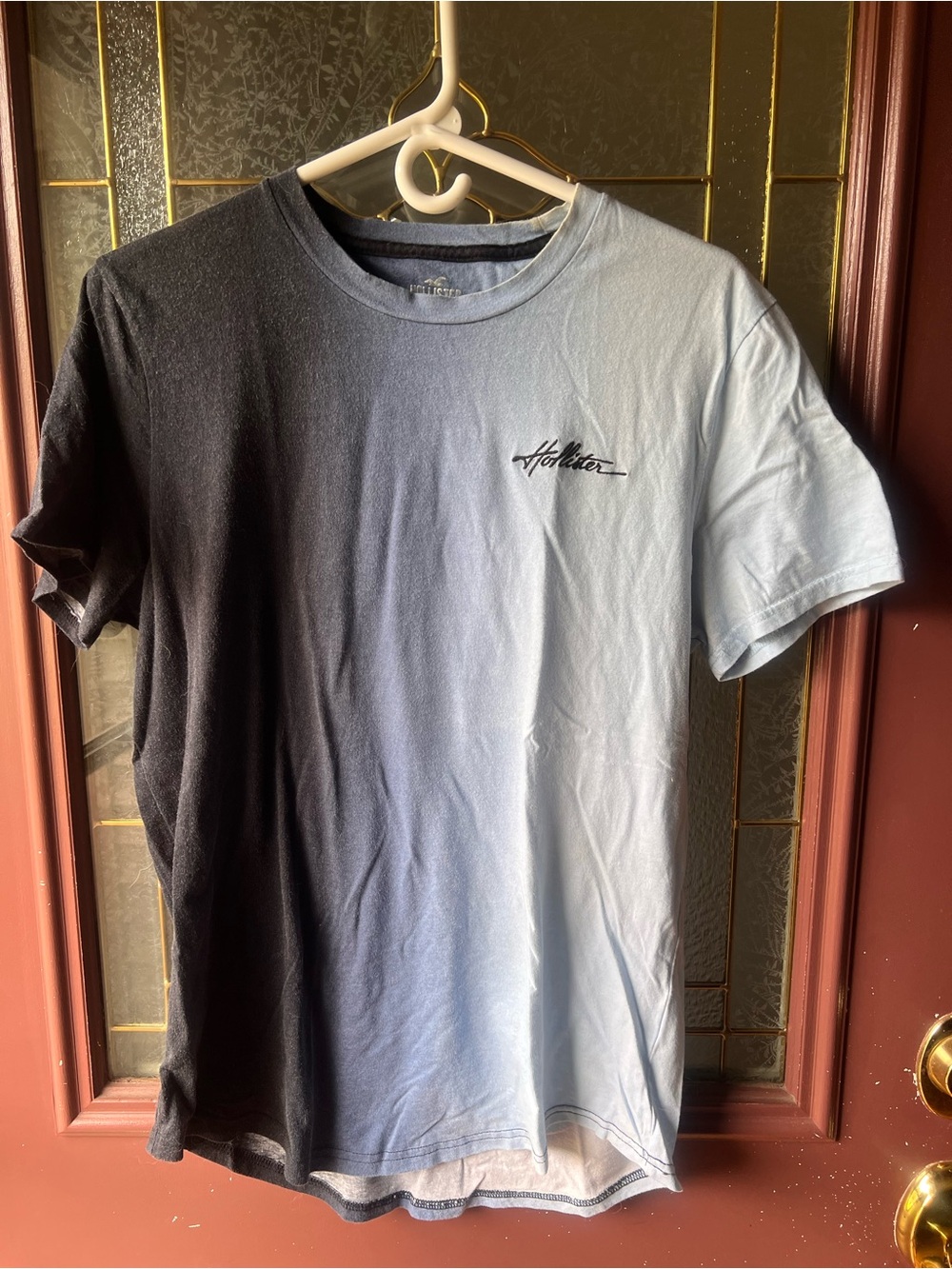 Hollister Black to Light Blue Ombre Crew Tee